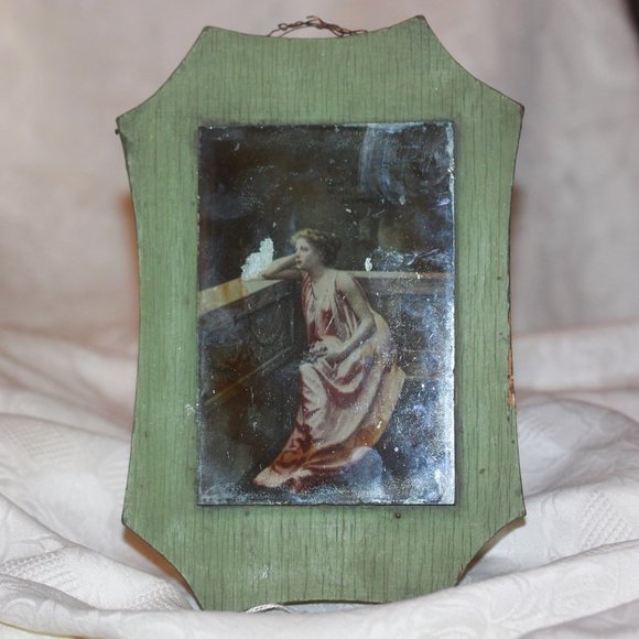 Vintage Advertising Victorian Woman Print Mounted on Wood Plaque With Glass - Picture 1 of 4